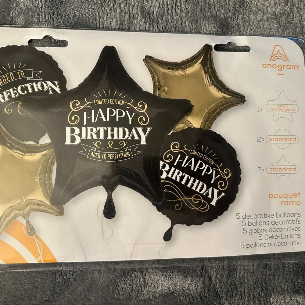 70th Birthday Party Balloons Black Gold Silver Decorations Foil Man Woman Jumbo